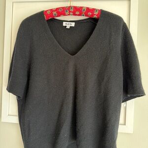 525 America Black Knit V-Neck Sweater 100% Cashmere Large